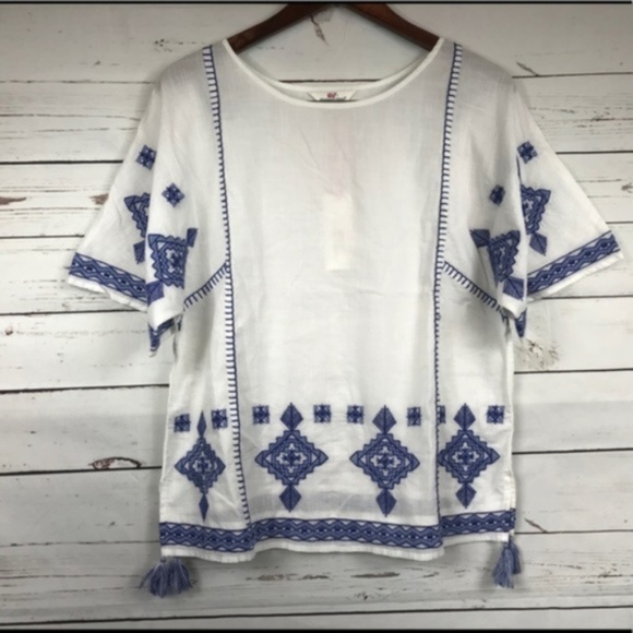 Vineyard Vines Tops - Vineyard Vines Embroidered Top- Blue/White, Medium